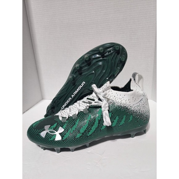 Men's Size 9  Under Armour Spotlight MC ‘Green’ Football Cleats 3023959-102 - Picture 1 of 9